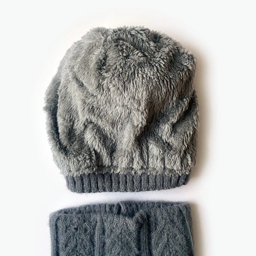 Fifi Fleece Lined Beanie & Snood Set - Grey