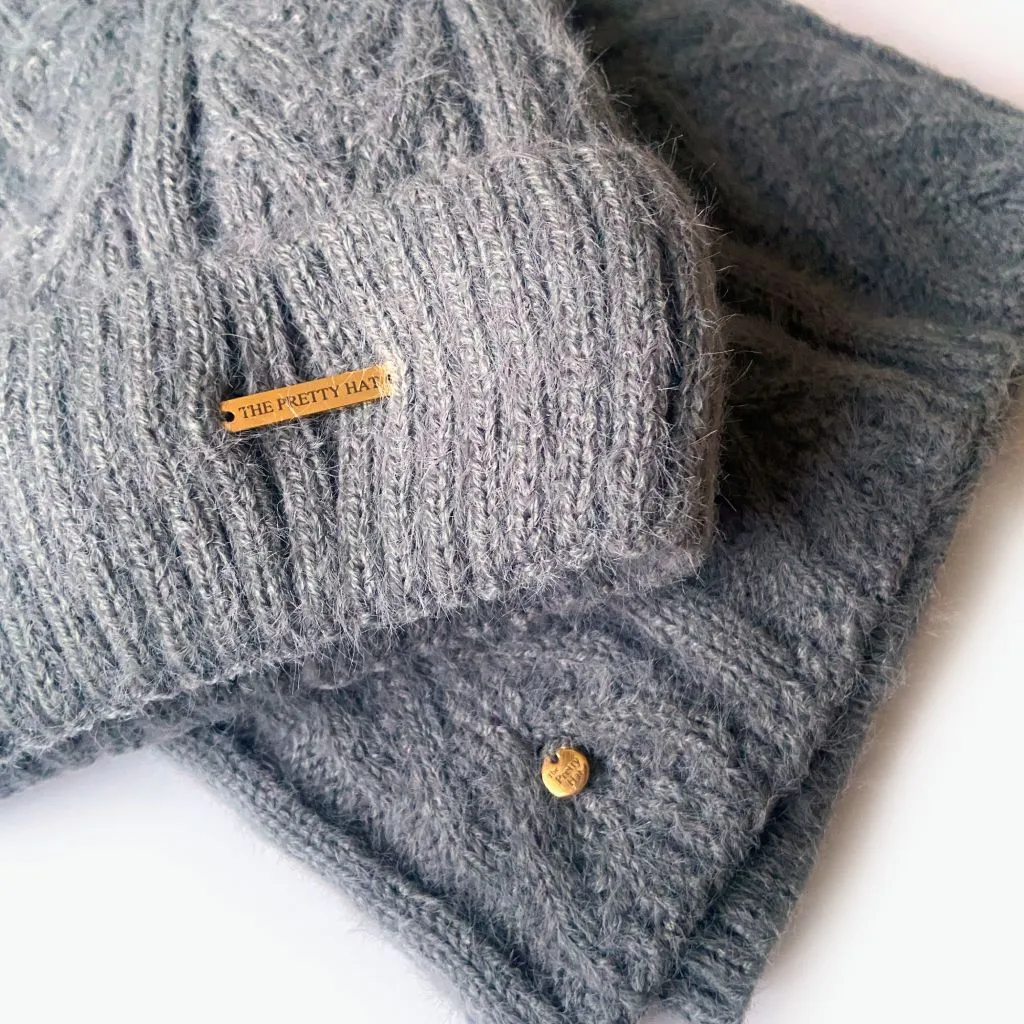 Fifi Fleece Lined Beanie & Snood Set - Grey