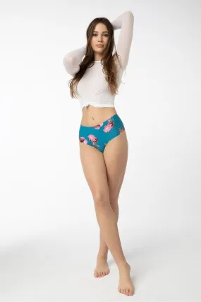 Flower Print Thongs Blue