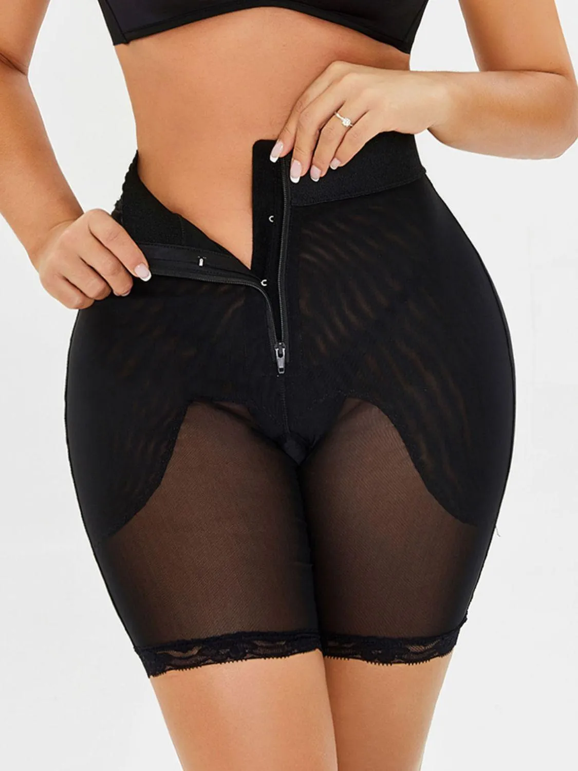 Full Size High-Waisted Lace Trim Shaping Shorts