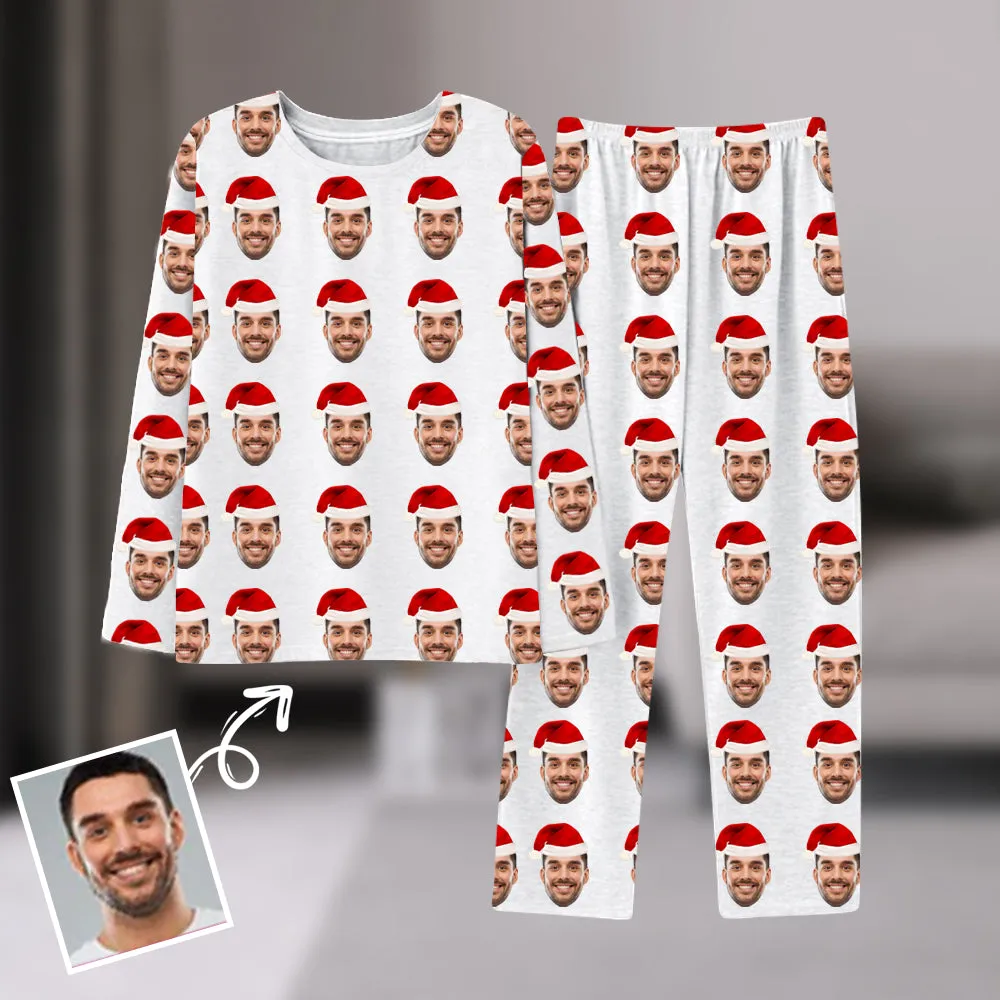 Fun Custom Avatar Pajamas Male Female Long Sleeve Pajamas Santa Hat