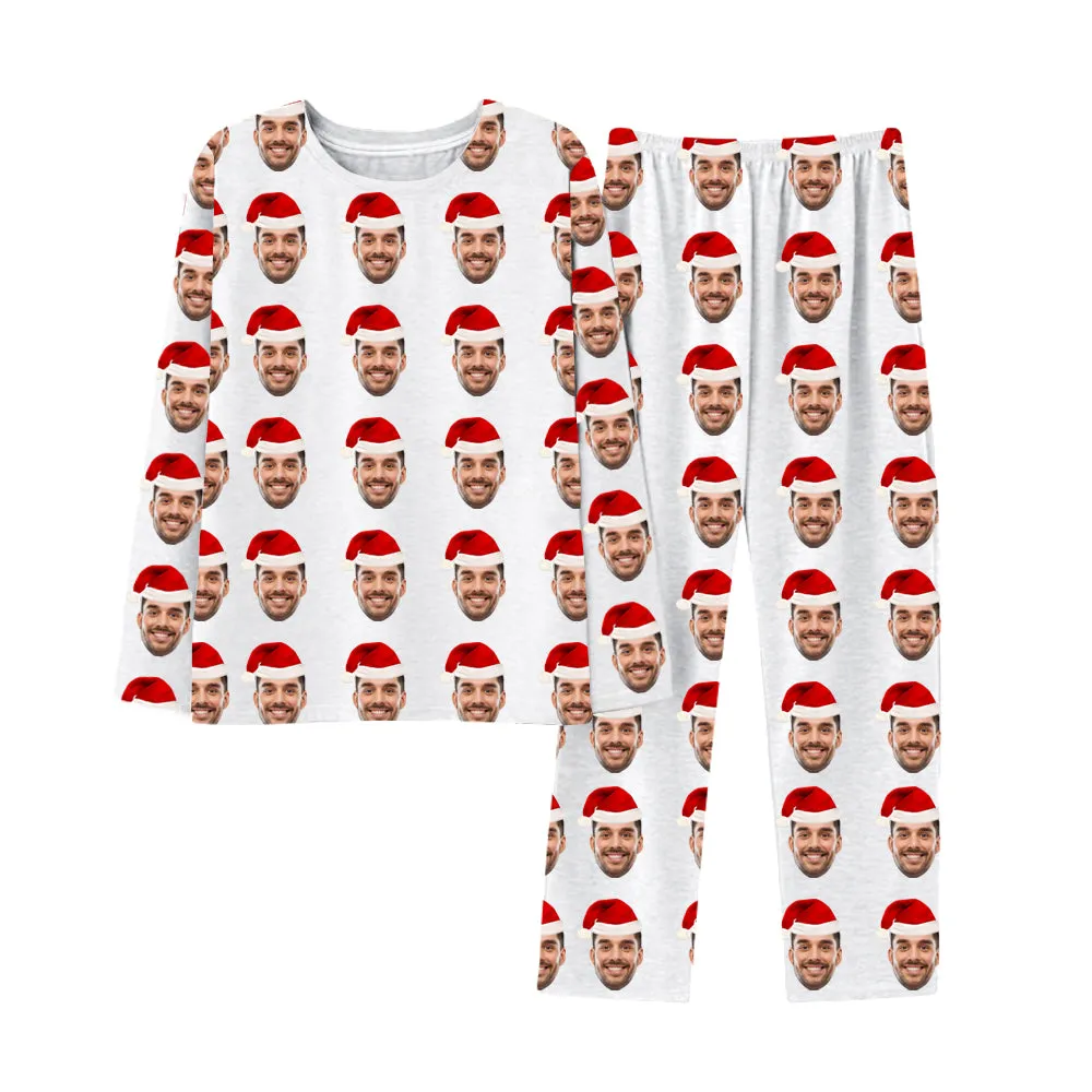 Fun Custom Avatar Pajamas Male Female Long Sleeve Pajamas Santa Hat