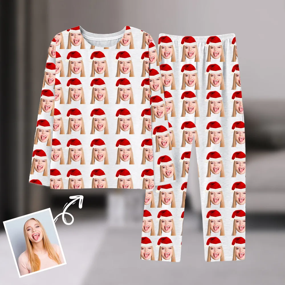Fun Custom Avatar Pajamas Male Female Long Sleeve Pajamas Santa Hat