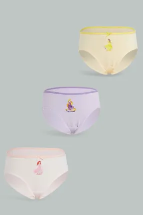 Girls Assorted Princess Print Boxer Brief Set (Pack Of 3)