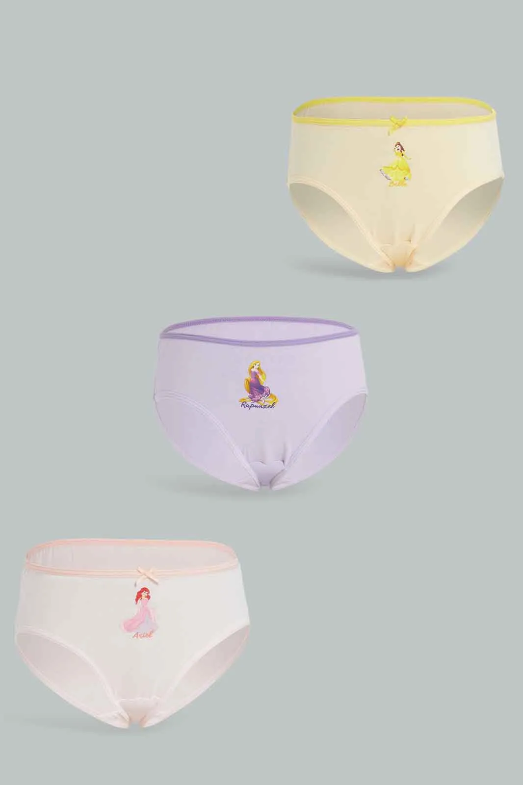 Girls Assorted Princess Print Boxer Brief Set (Pack Of 3)