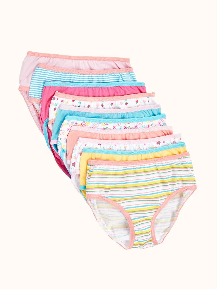Girls' Cotton Briefs (10 Pack) - Assorted Colors