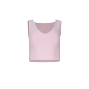 Greyson Cropped Rib Cotton Tank - Dusty Pink