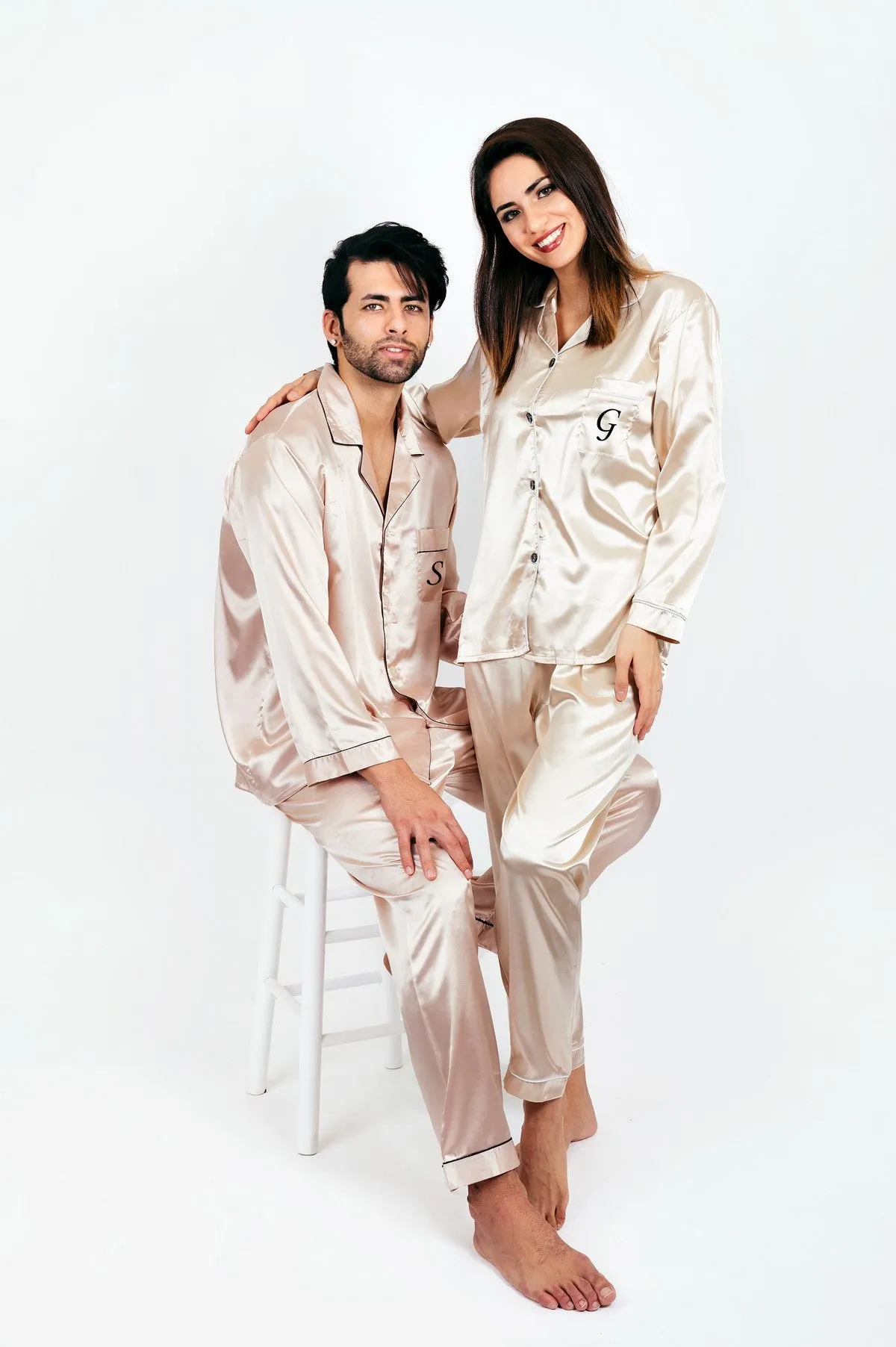 Groom and Bride Pajamas, Groomsmen and Bridesmaids Pajamas - Long   Long