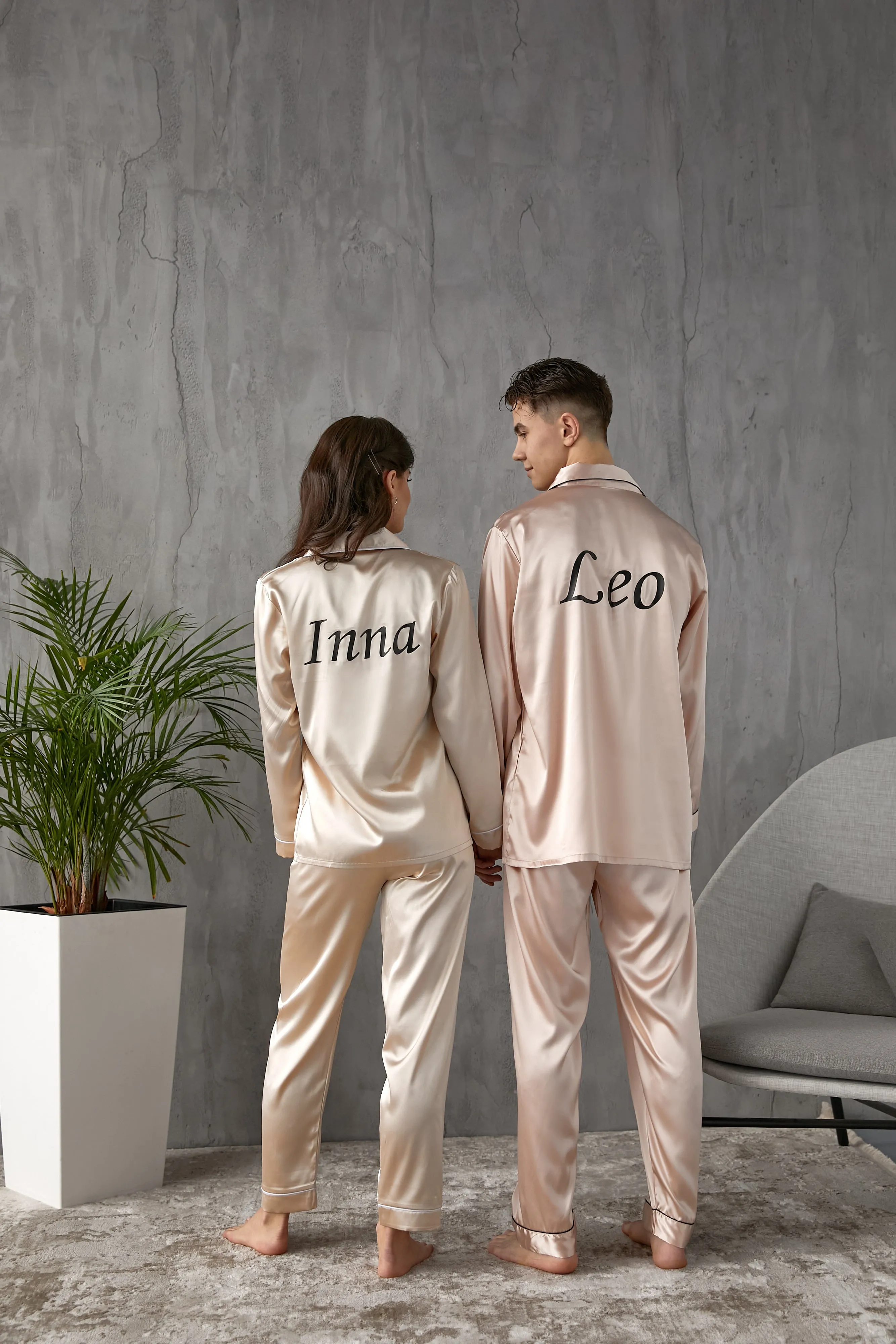 Groom and Bride Pajamas, Groomsmen and Bridesmaids Pajamas - Long   Long