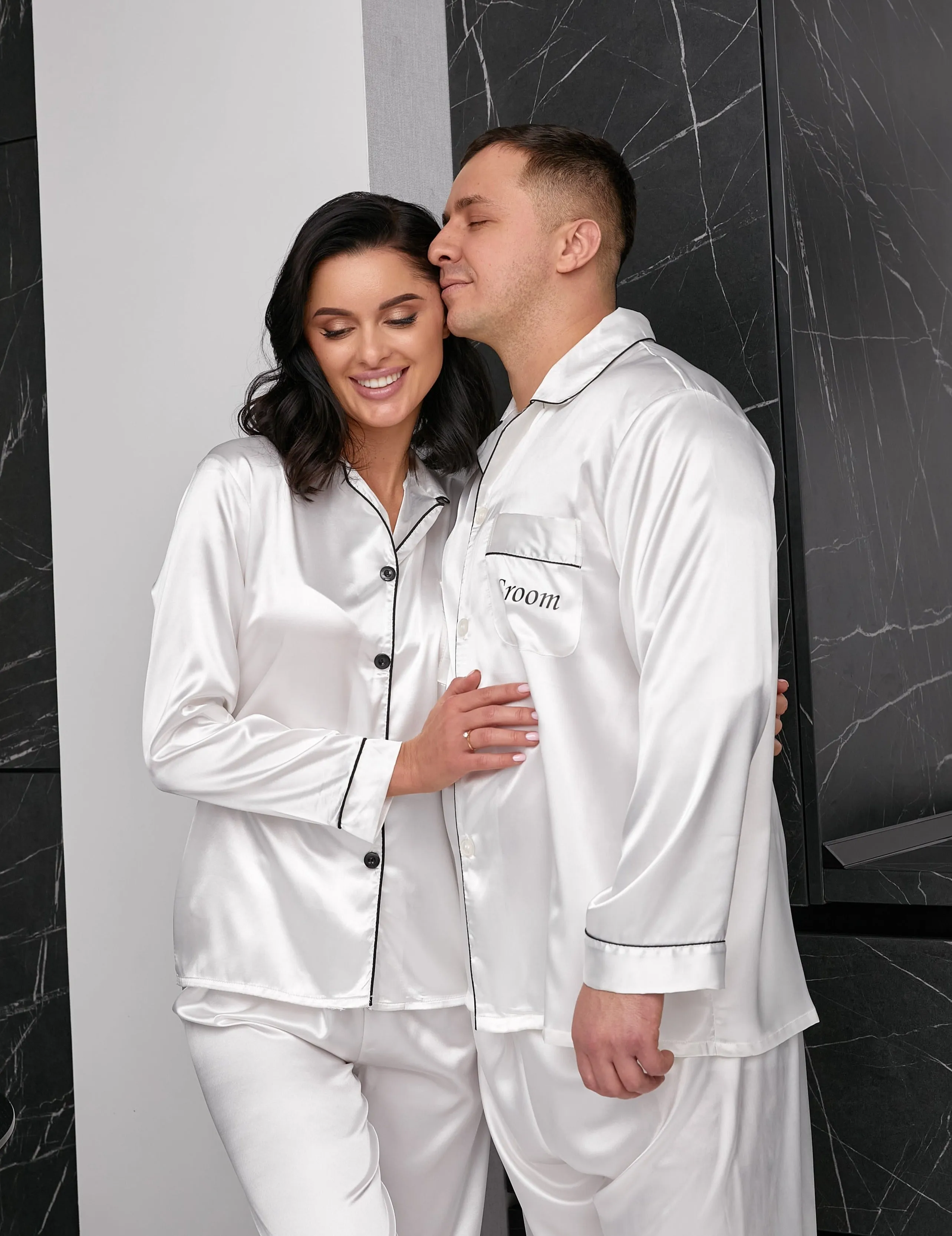 Groom and Bride Pajamas, Groomsmen and Bridesmaids Pajamas - Long   Long