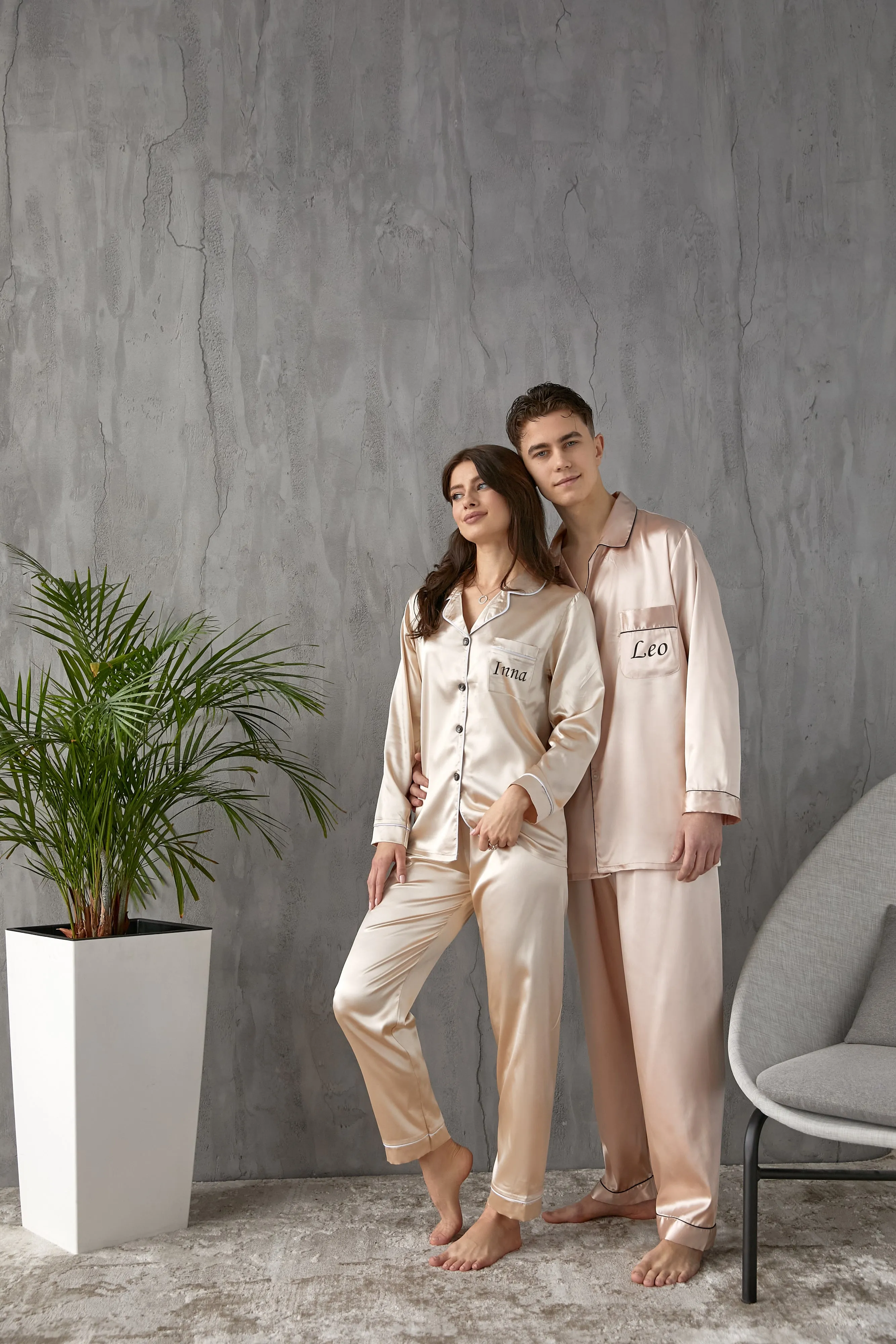 Groom and Bride Pajamas, Groomsmen and Bridesmaids Pajamas - Long   Long