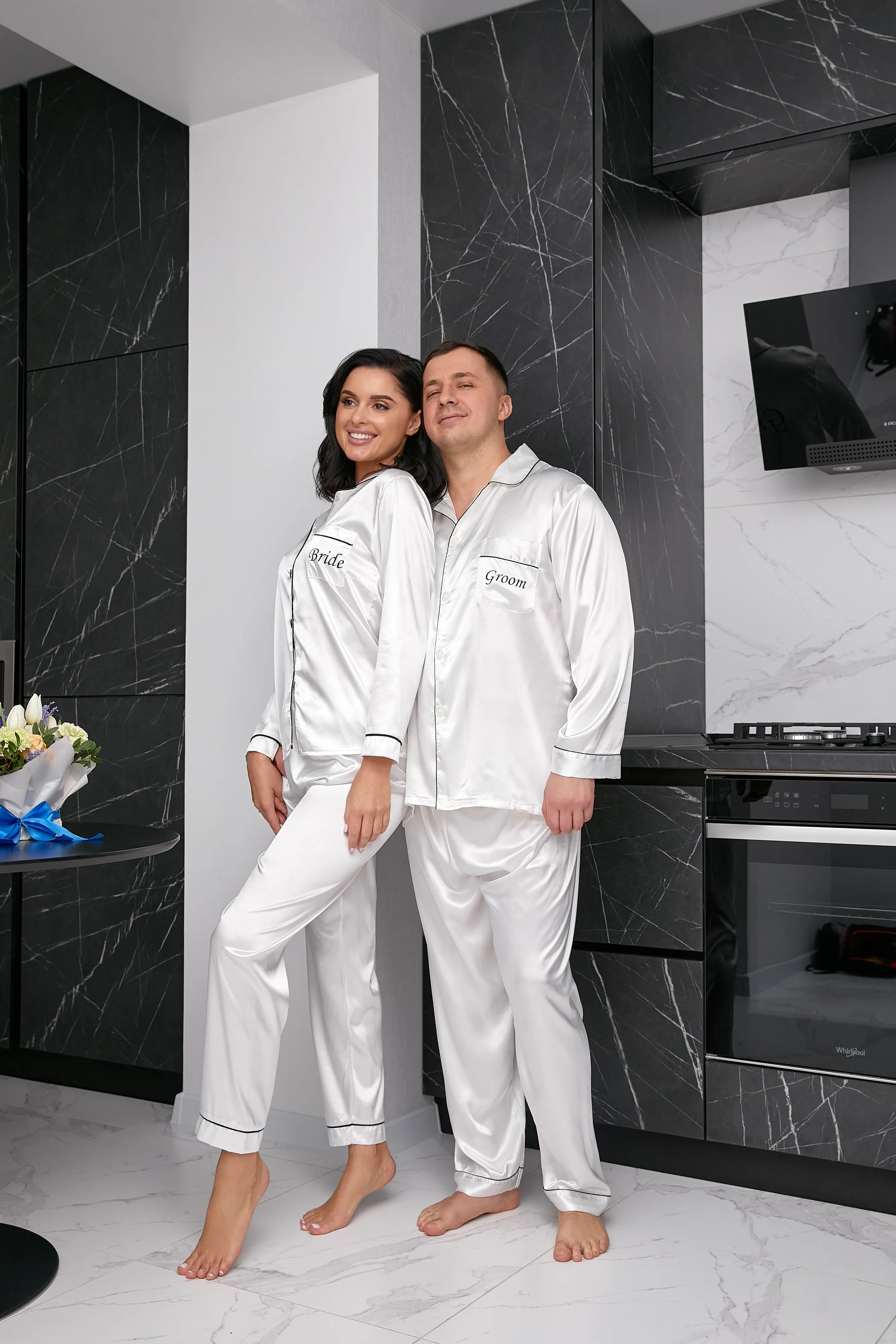Groom and Bride Pajamas, Groomsmen and Bridesmaids Pajamas - Long   Long