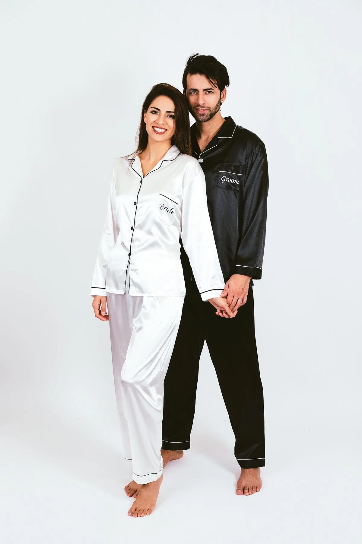 Groom and Bride Pajamas, Groomsmen and Bridesmaids Pajamas - Long   Long