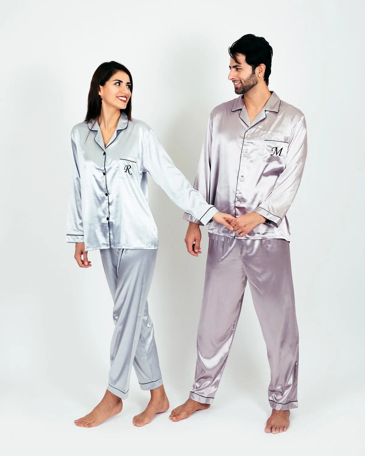Groom and Bride Pajamas, Groomsmen and Bridesmaids Pajamas - Long   Long
