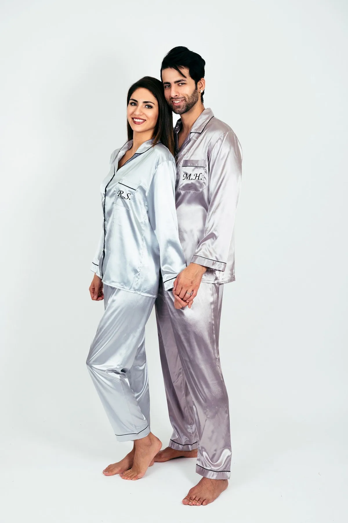 Groom and Bride Pajamas, Groomsmen and Bridesmaids Pajamas - Long   Long