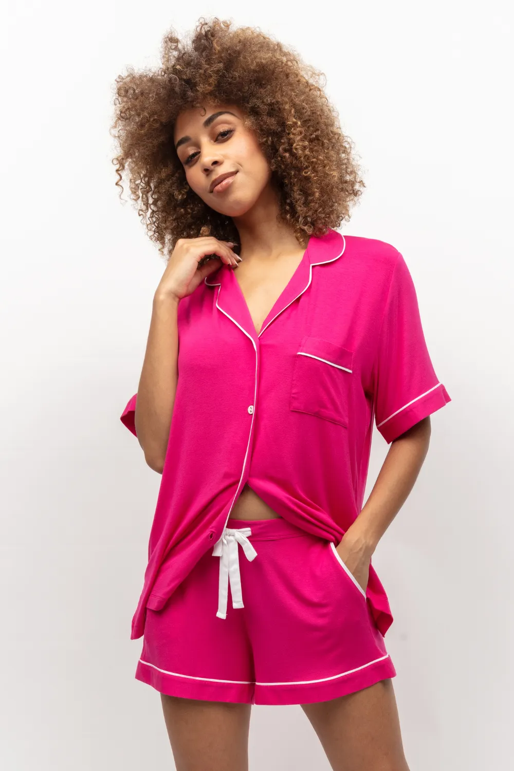 Hailey Pink Revere Jersey Shorty Set