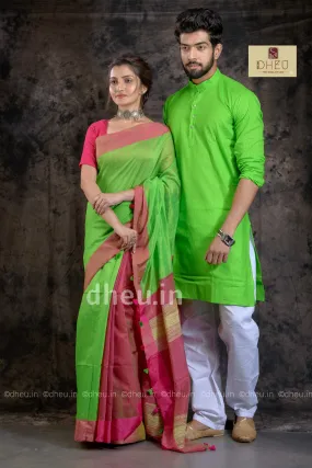 Handloom Saree-Kurta Couple Set