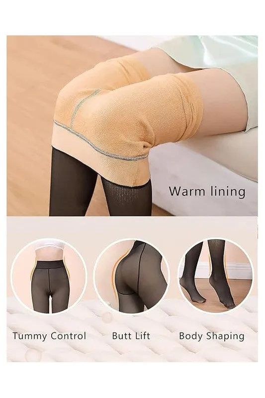 High Compression Stretch Thermal Fleece Lined Tights