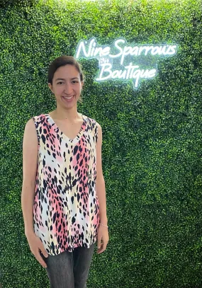 Ivory & Pink Water Leopard Tank
