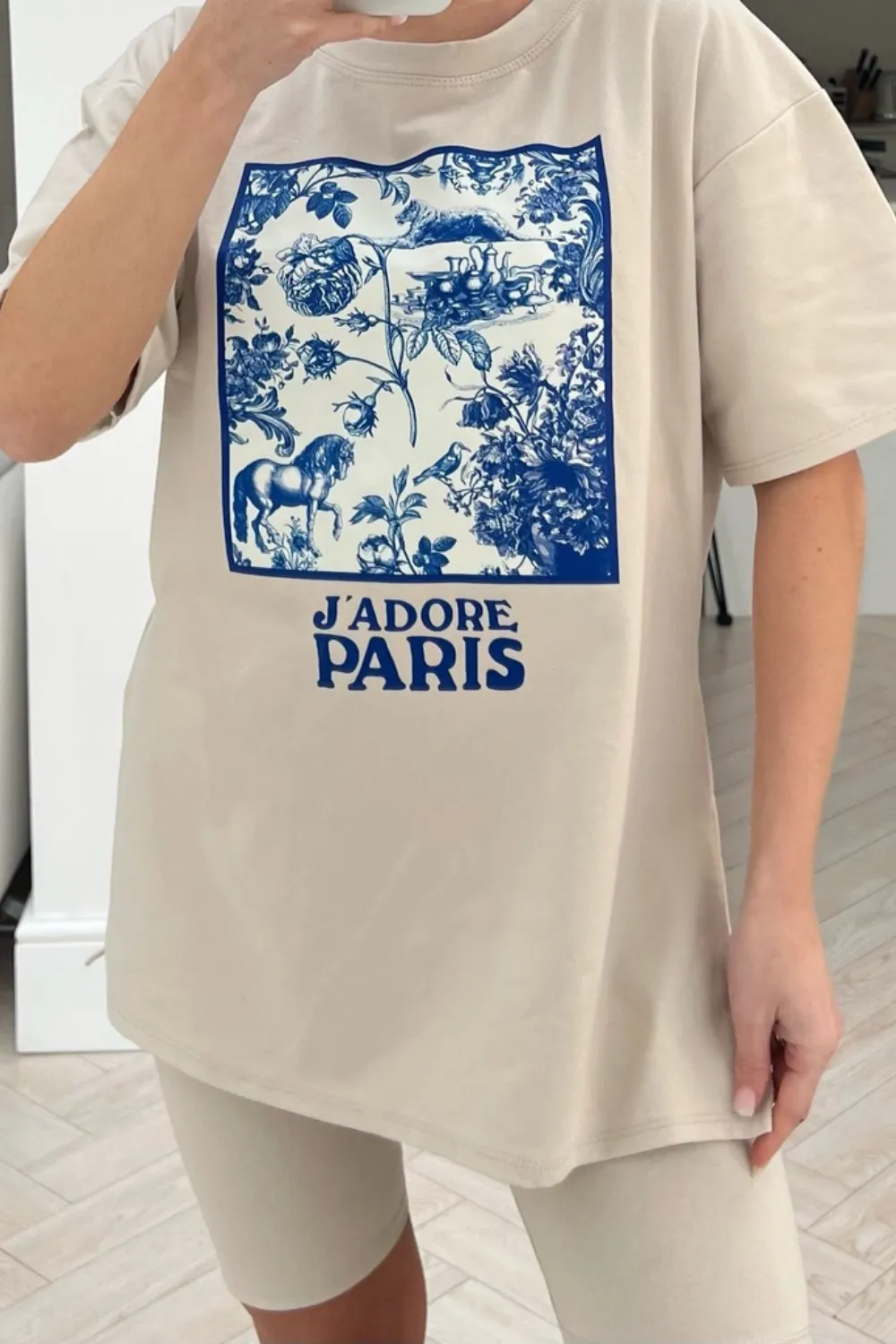 Jadore paris floral stone printed cycling short co-ord