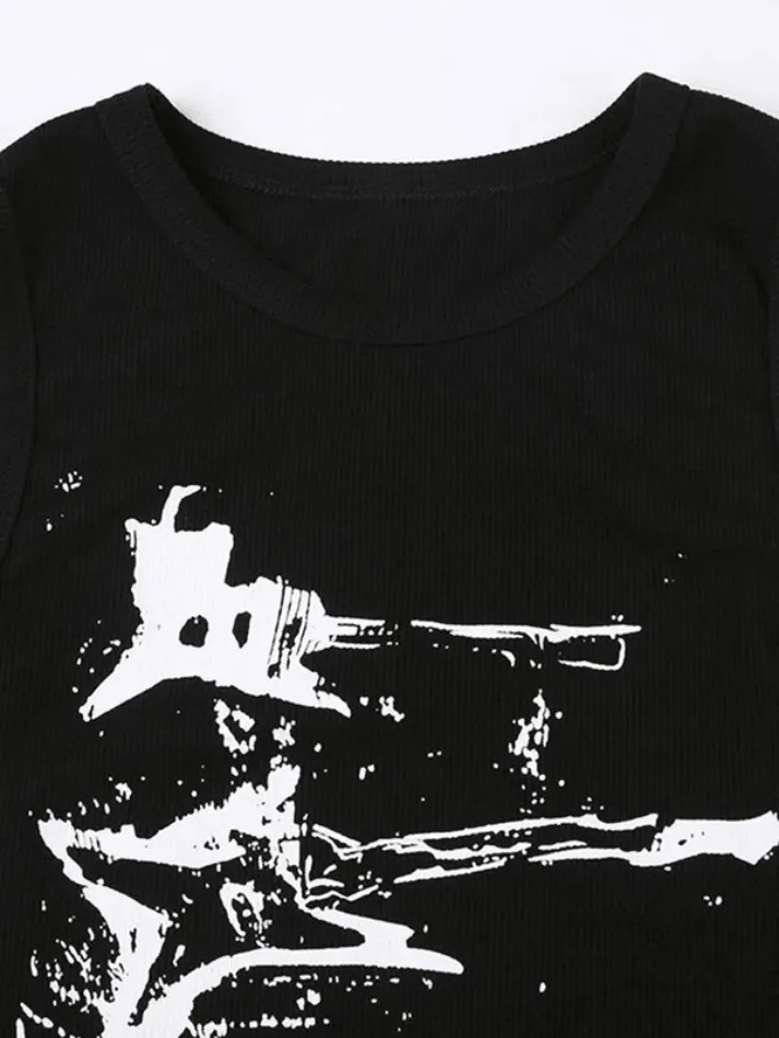 Joskaa Guitar Ribbed Cropped Tank Top