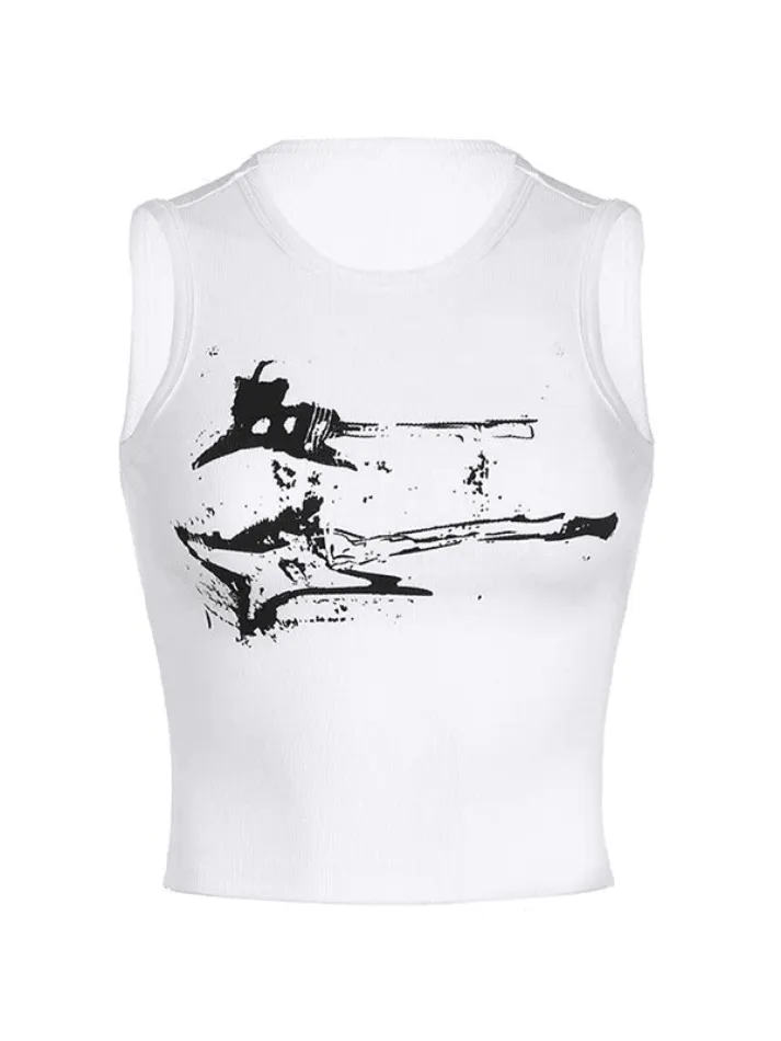 Joskaa Guitar Ribbed Cropped Tank Top