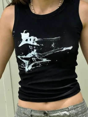 Joskaa Guitar Ribbed Cropped Tank Top