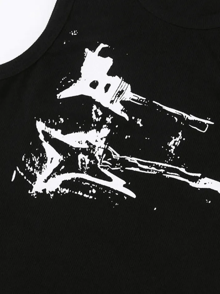 Joskaa Guitar Ribbed Cropped Tank Top