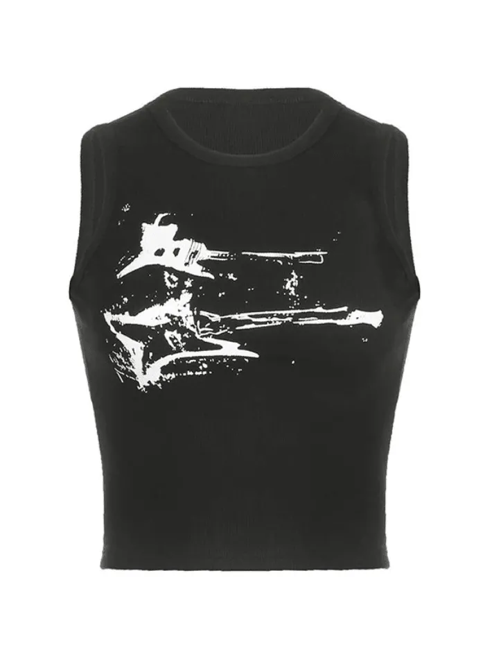 Joskaa Guitar Ribbed Cropped Tank Top