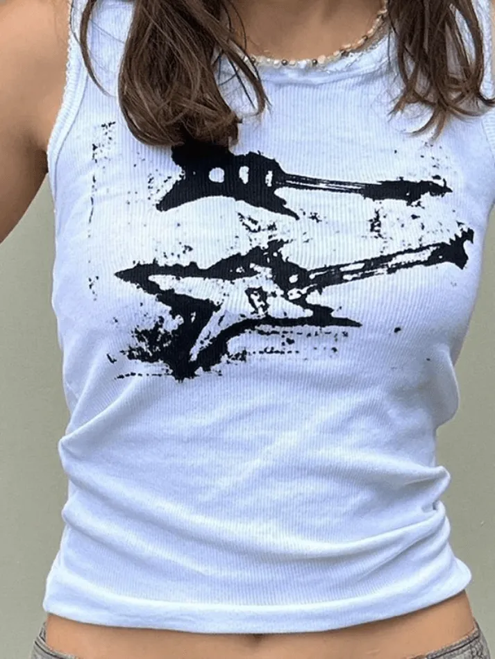 Joskaa Guitar Ribbed Cropped Tank Top