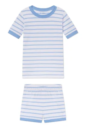 Kids Shorts Set in Baltic Blue Triple Stripe