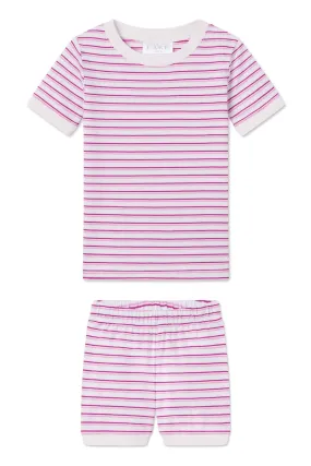 Kids Shorts Set in Dahlia Double Stripe