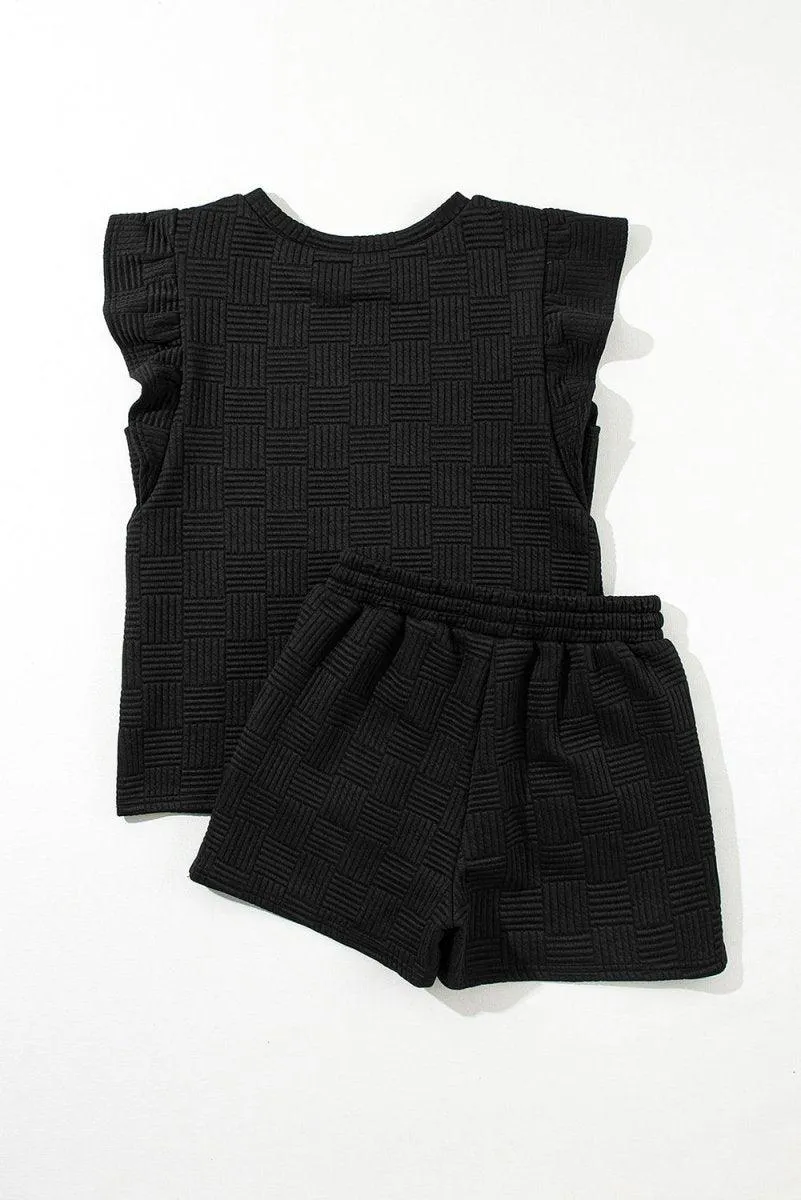 Ladies Ruffled Drawstring Bonbon Shorts Set
