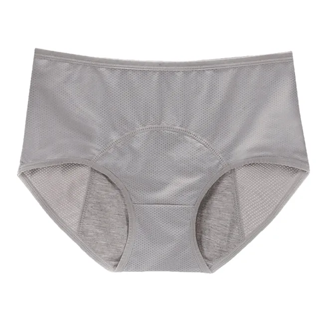 Lady Menstrual Period Breathable Panties Holes Briefs Leakproof Underwear Cotton Soft Solid Mid-Waist Women Plus Size