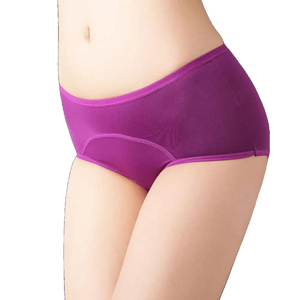 Lady Menstrual Period Breathable Panties Holes Briefs Leakproof Underwear Cotton Soft Solid Mid-Waist Women Plus Size