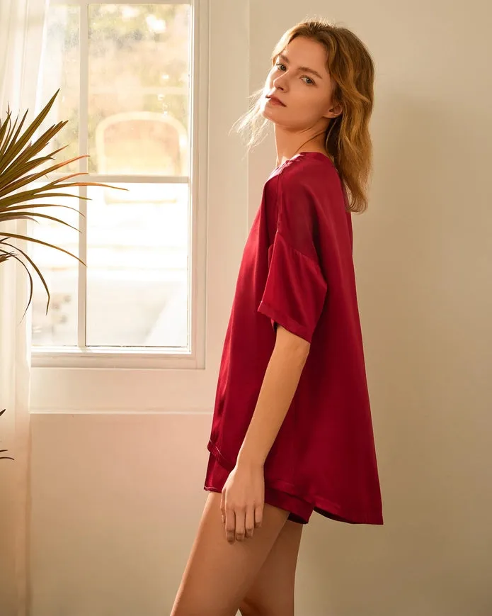 Lazy Silk Short Pajamas Claret