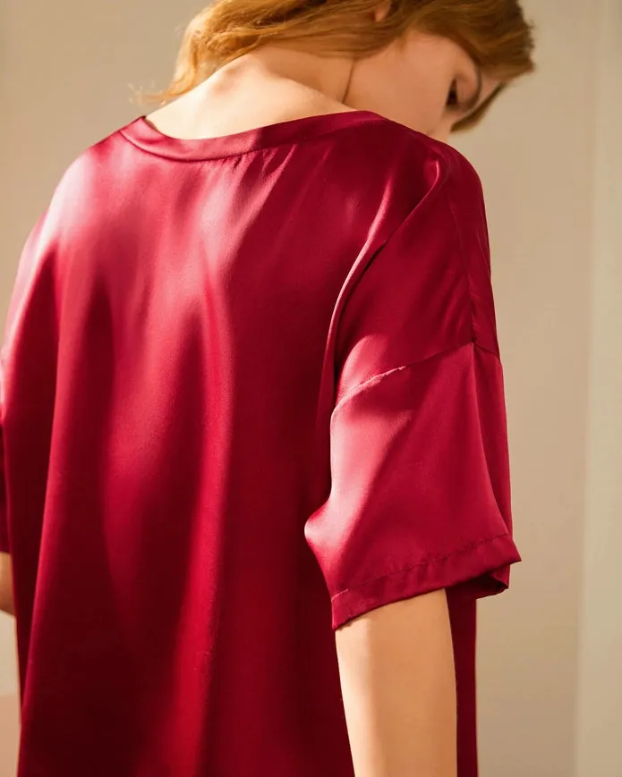 Lazy Silk Short Pajamas Claret