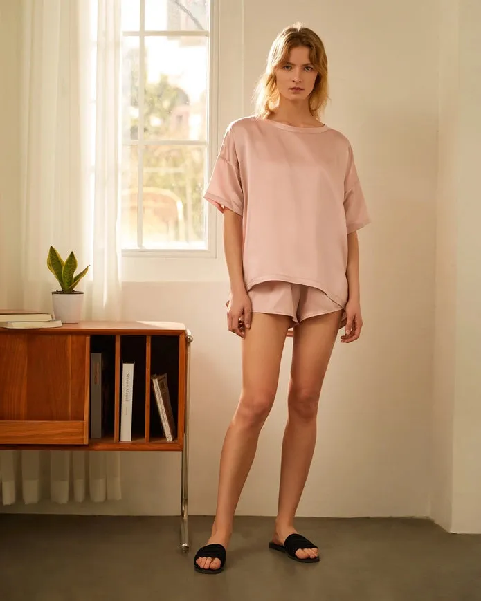 Lazy Silk Short Pajamas Rosy Pink