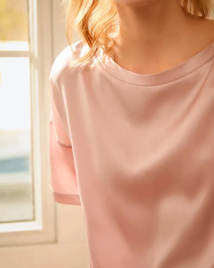 Lazy Silk Short Pajamas Rosy Pink