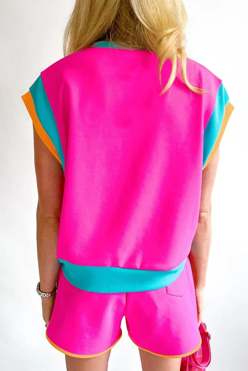 Lizzy Fuchsia Bright Shorts Set
