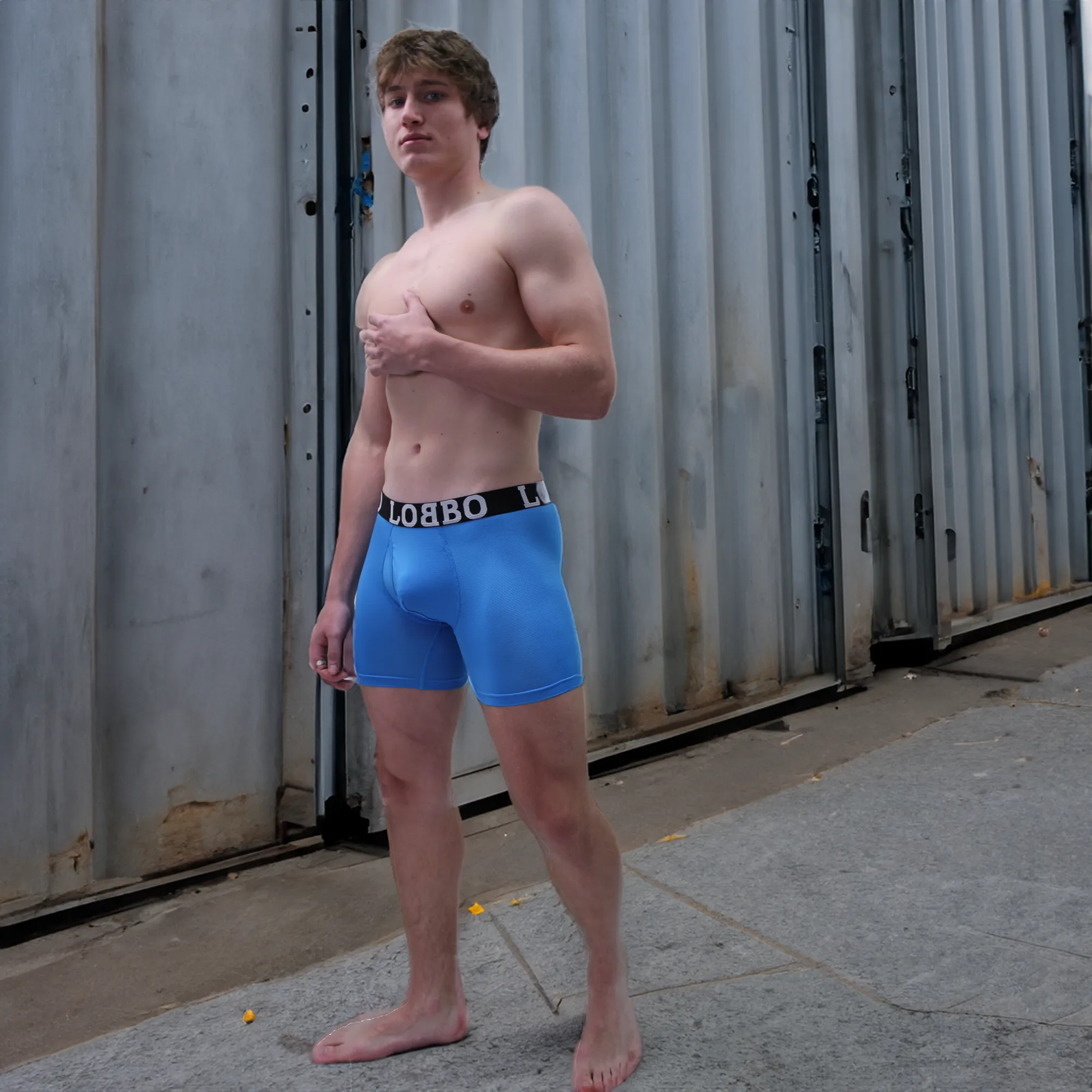 LOBBO Premium Sports Mesh Men's Boxer Brief 2 Pack with Convenient Fly-Front Design
