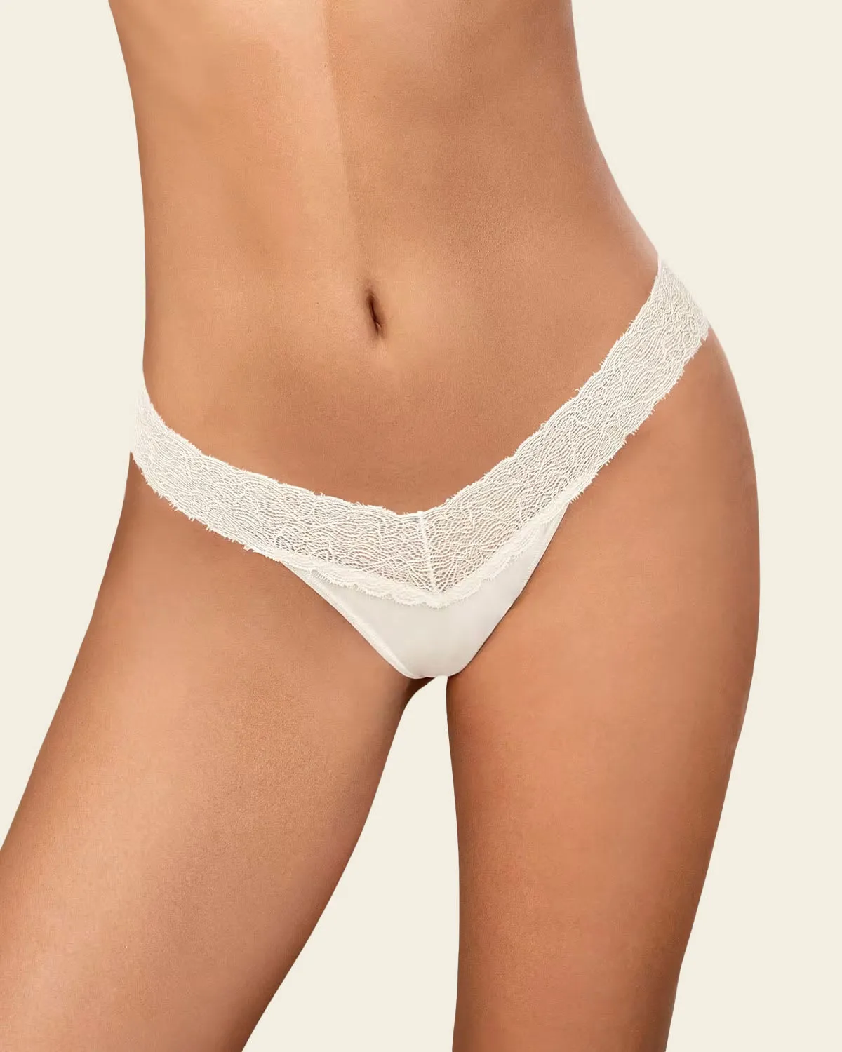 Low-Rise Lace Waistband Thong Panty