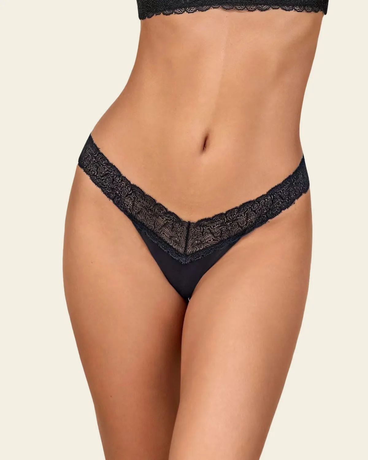 Low-Rise Lace Waistband Thong Panty