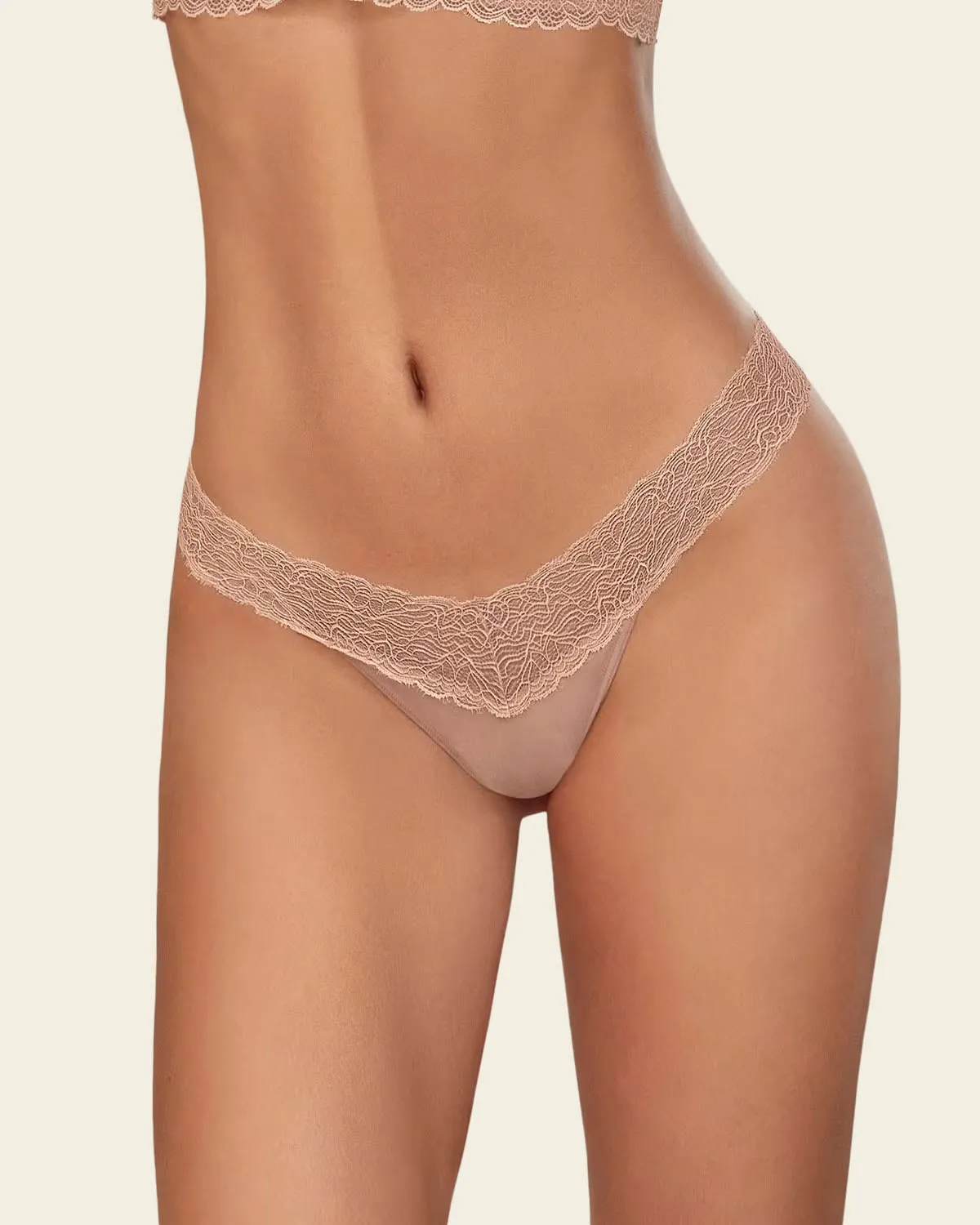 Low-Rise Lace Waistband Thong Panty