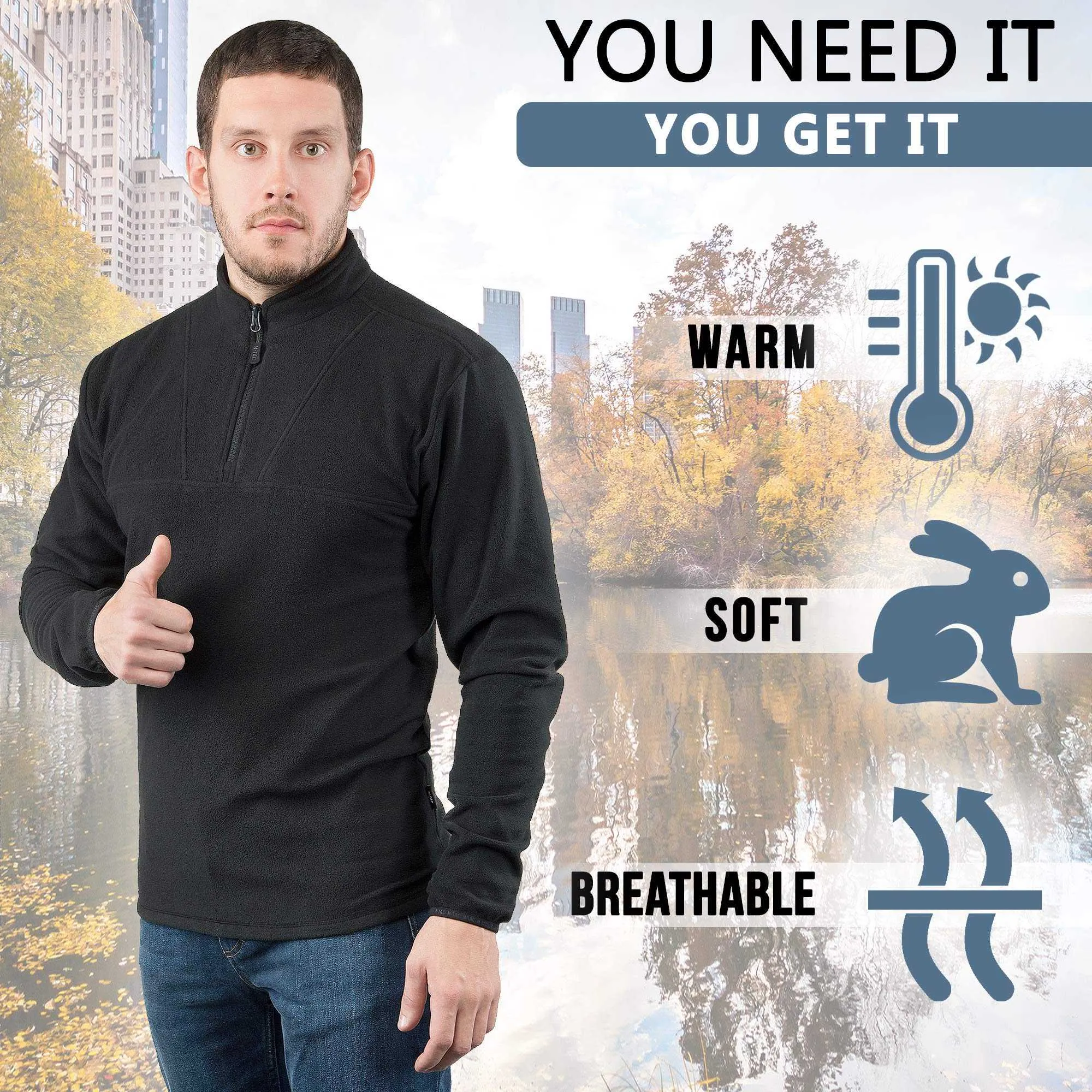 M-Tac Delta Fleece Jacket - Tactical Underwear Top Sweater 1/4 Zip