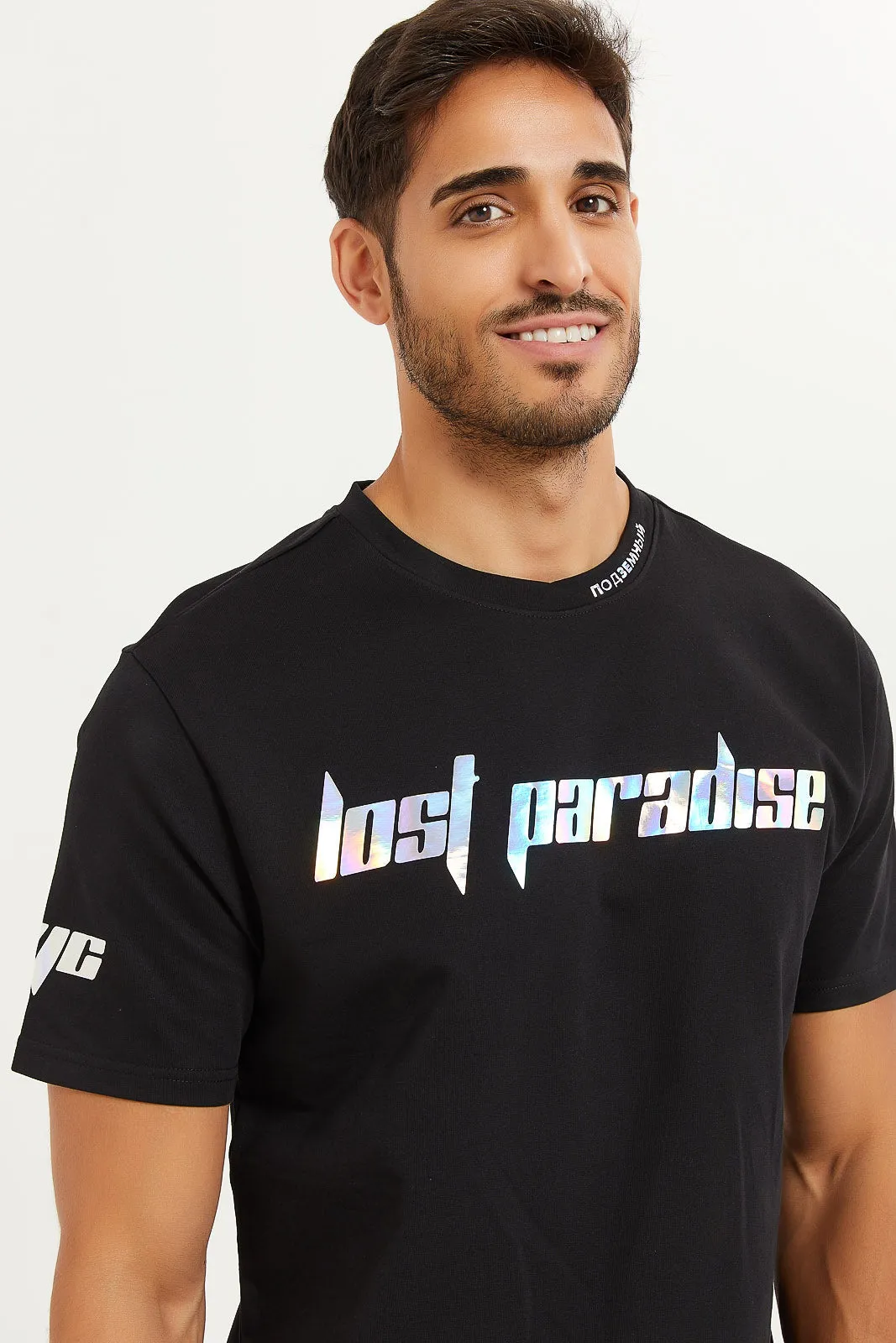 Men Black Lounge Printed T-Shirt