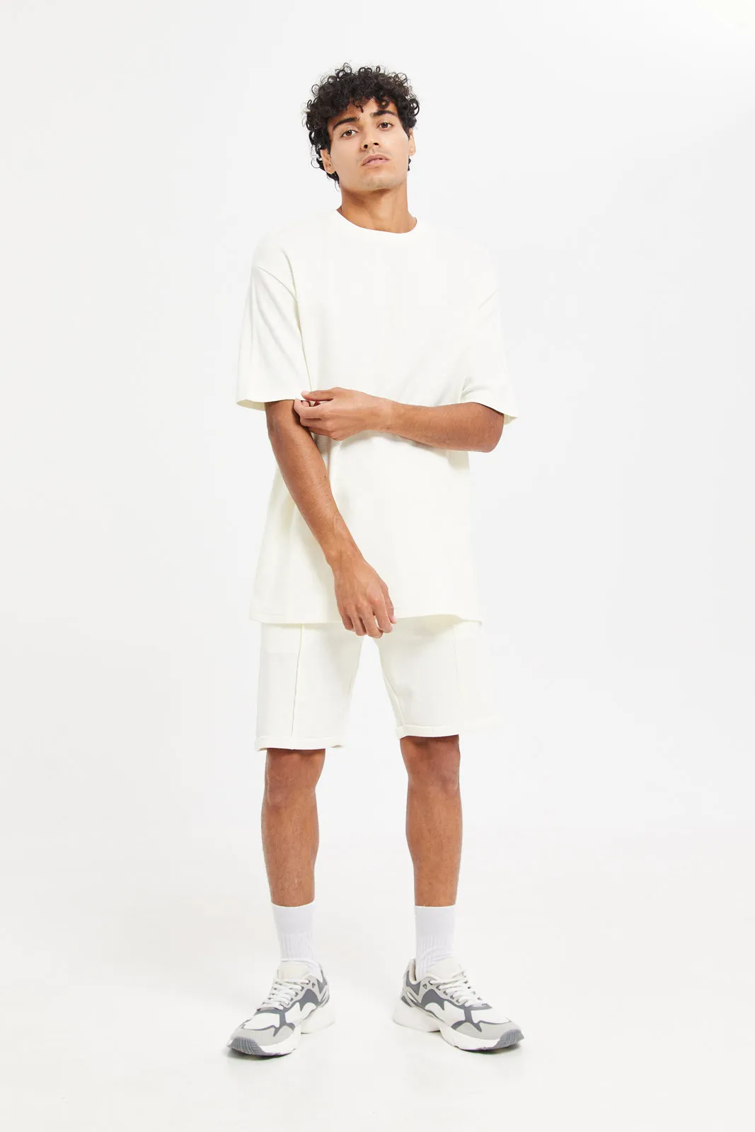 Men Cream Lounge Shorts