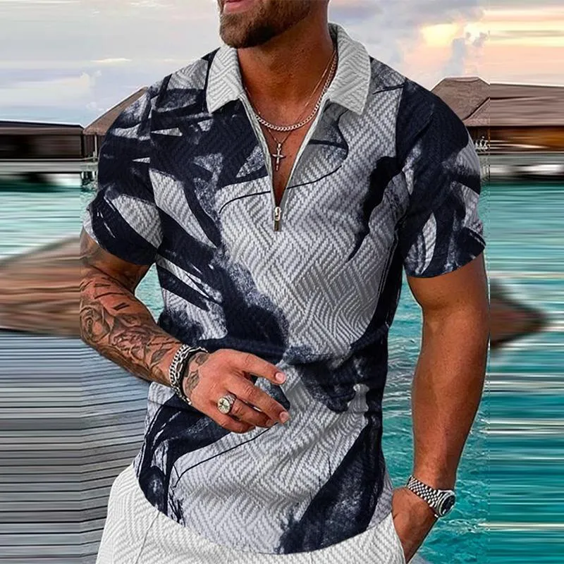 Men's 3D Digital Printing Fashion Chain Polo Shirt Set 78482400YM