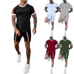 Men's Casual Suit Gradient Patchwork Two-piece Set 80349954L