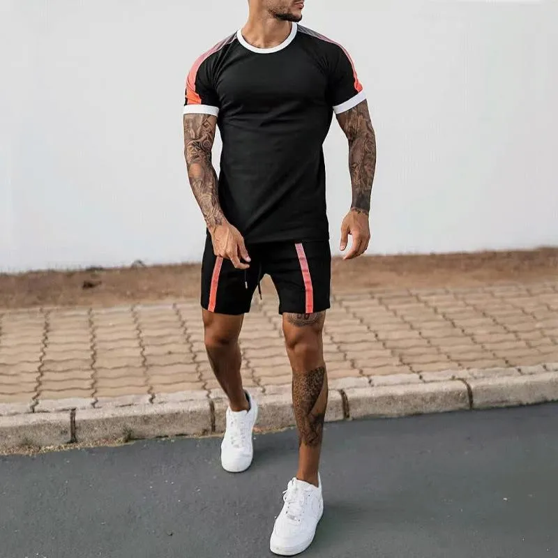 Men's Casual Suit Gradient Patchwork Two-piece Set 80349954L